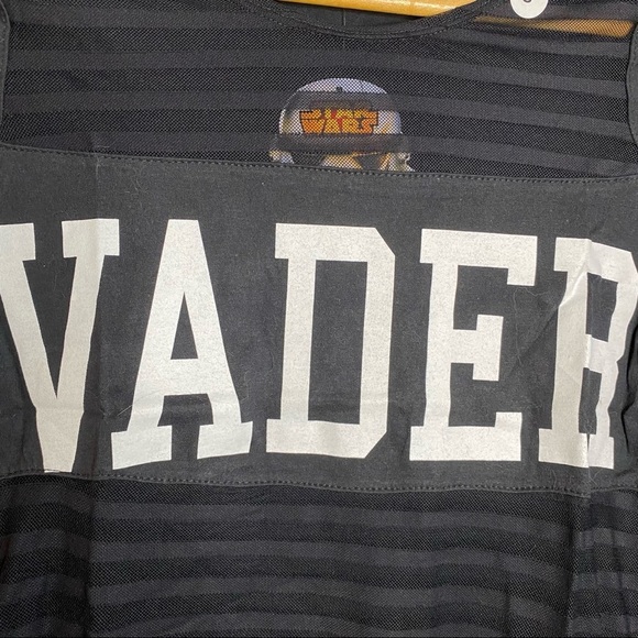 Star Wars Darth Vader Black Cotton Mesh Horizontal Stripes T-Shirt Small S - Picture 5 of 11